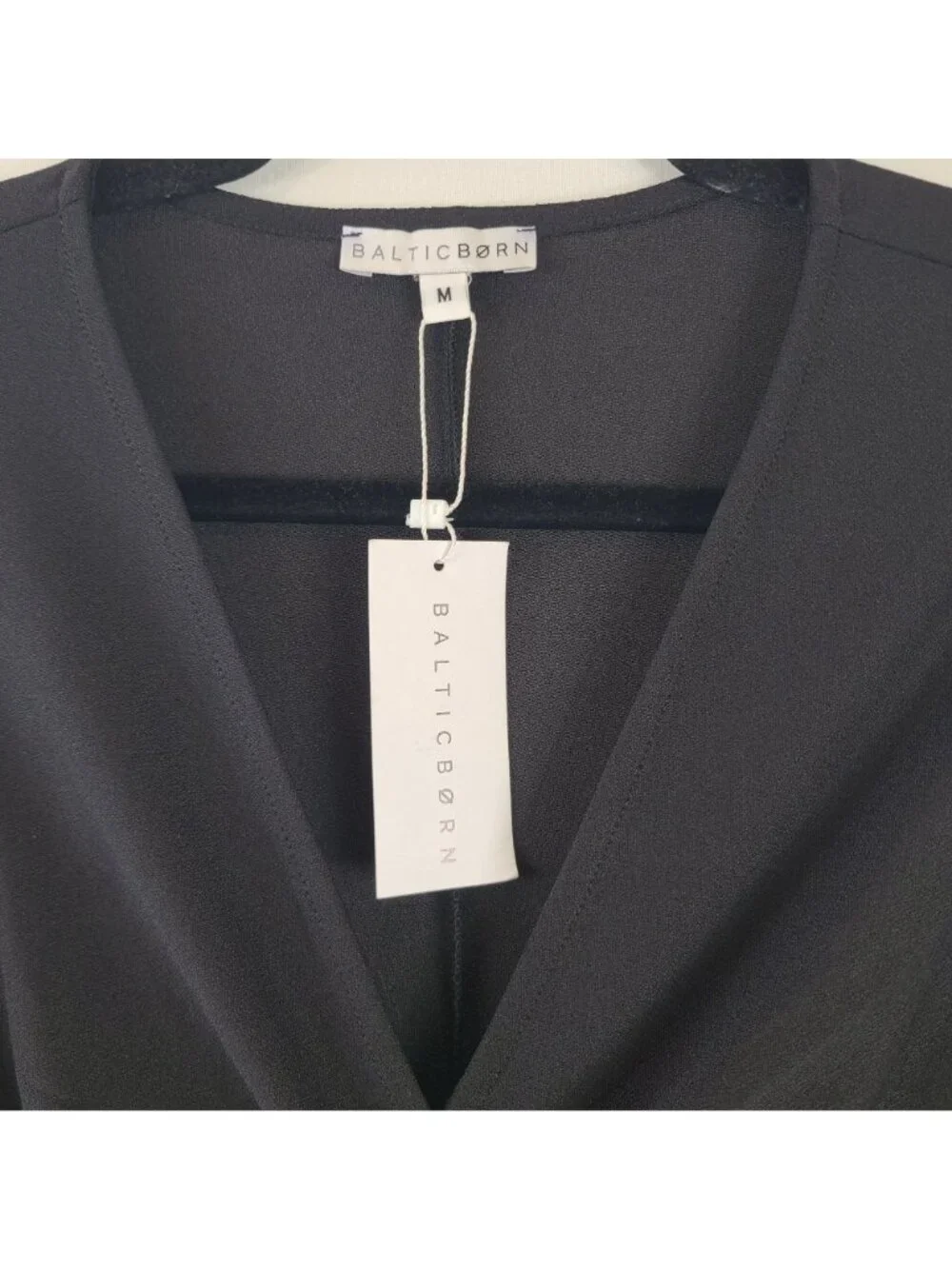 NEW Baltic Born Lynda Pleated Midi Dress Black Long Sleeve Knot Front Sz M